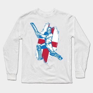 England Cricket Player Batsman Design Long Sleeve T-Shirt